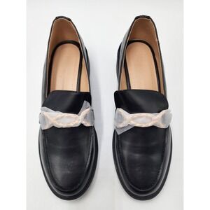 Just Fab Madison Black Flats‎ With White Bow Size 9.5 Womens